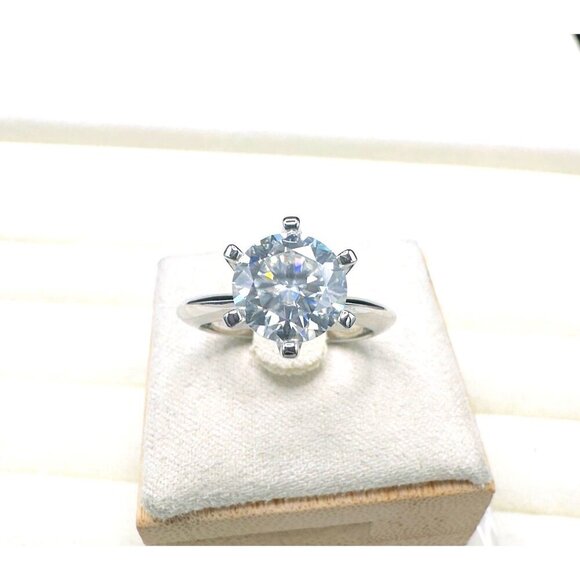 Moissanite Solitaire Engagement Ring 3.0Ct 9Mm Size 7 GRA Certified - Picture 8 of 12
